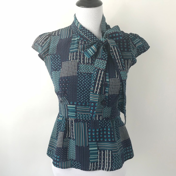 Anthropologie Tops - Anthropologie Odille 100% Silk Top Cap Sleeve